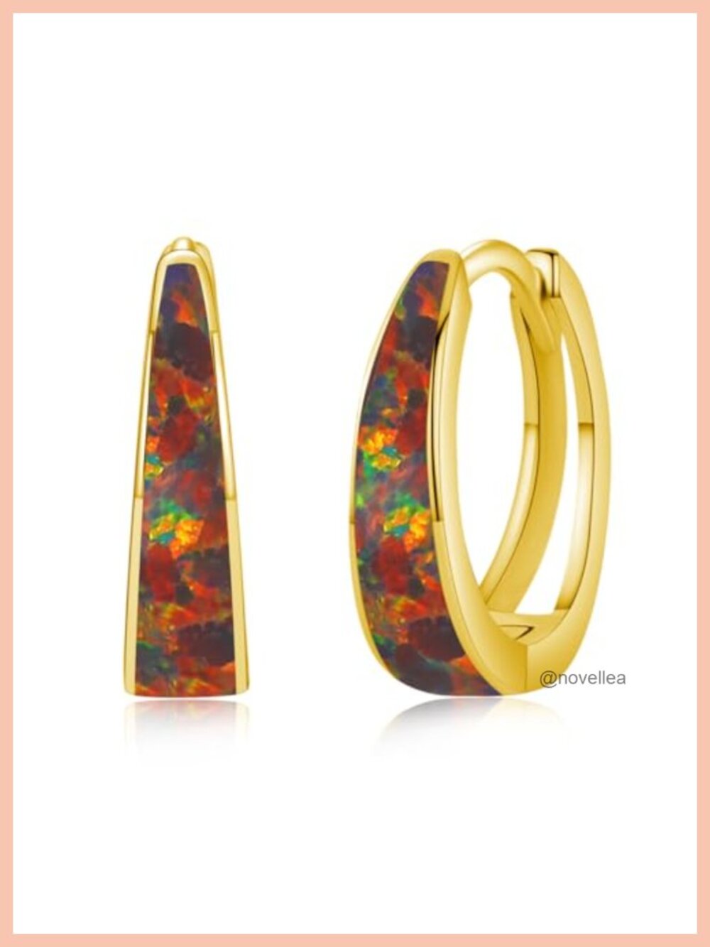 Opal Hoop Huggie Earrings for Women 925 Sterling Silver Hypoallergenic